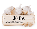 30 pounds of garlic in wooden crate