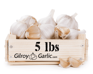 
                  
                    5 pounds of garlic in wooden crate
                  
                
